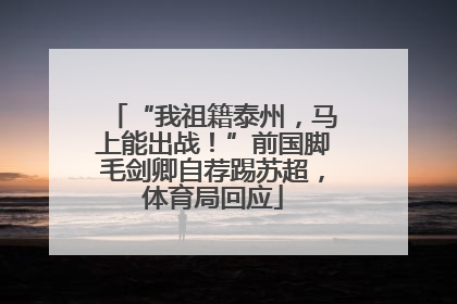 “我祖籍泰州，马上能出战！”前国脚毛剑卿自荐踢苏超，体育局回应