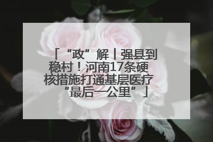 “政”解丨强县到稳村！河南17条硬核措施打通基层医疗“最后一公里”