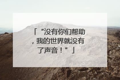 “没有你们帮助，我的世界就没有了声音！”
