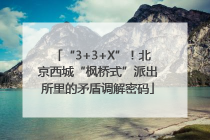 “3+3+X”！北京西城“枫桥式”派出所里的矛盾调解密码