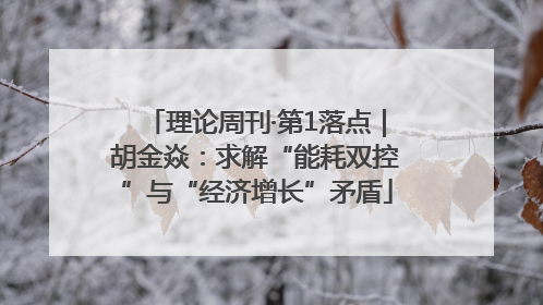理论周刊·第1落点｜胡金焱：求解“能耗双控”与“经济增长”矛盾