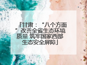 甘肃：“八个方面”改善全省生态环境质量 筑牢国家西部生态安全屏障