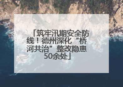 筑牢汛期安全防线！德州深化“桥河共治”整改隐患50余处