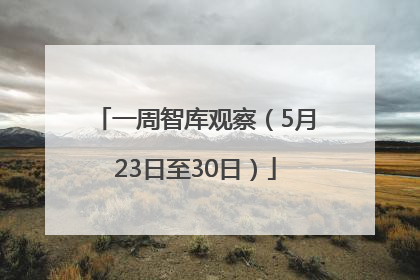 一周智库观察（5月23日至30日）
