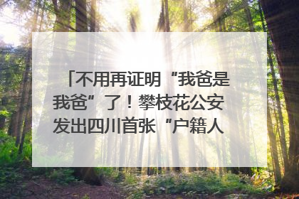 不用再证明“我爸是我爸”了！攀枝花公安发出四川首张“户籍人口直系亲属关系谱”