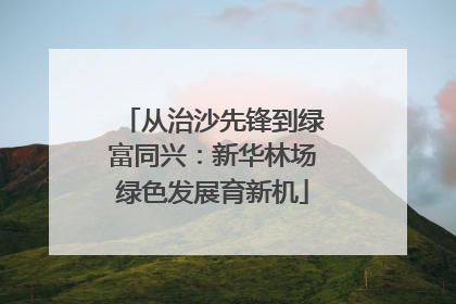 从治沙先锋到绿富同兴：新华林场绿色发展育新机