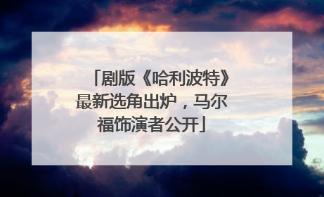 剧版《哈利波特》最新选角出炉，马尔福饰演者公开