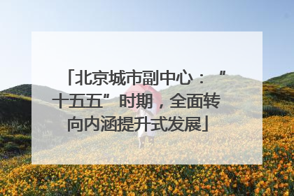 北京城市副中心：“十五五”时期，全面转向内涵提升式发展