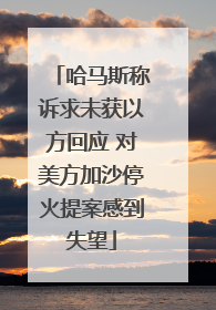 哈马斯称诉求未获以方回应 对美方加沙停火提案感到失望