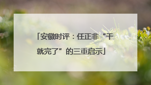 安徽时评：任正非“干就完了”的三重启示