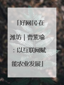 好网民·在潍坊｜曹紫瑜：以互联网赋能农业发展