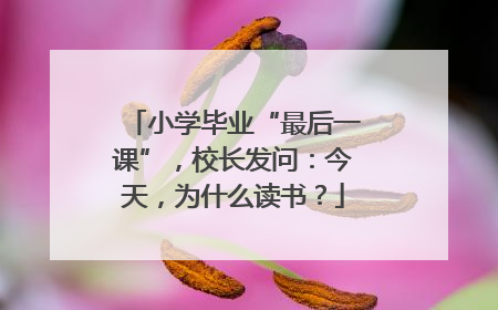 小学毕业“最后一课”，校长发问：今天，为什么读书？
