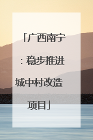 广西南宁：稳步推进城中村改造项目