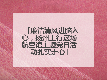 廉洁清风进脑入心，扬州工行这场航空馆主题党日活动扎实走心