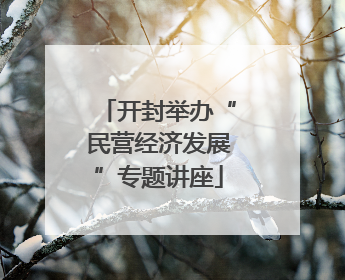开封举办“民营经济发展”专题讲座