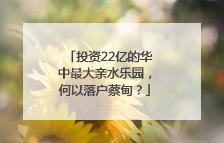 投资22亿的华中最大亲水乐园，何以落户蔡甸？