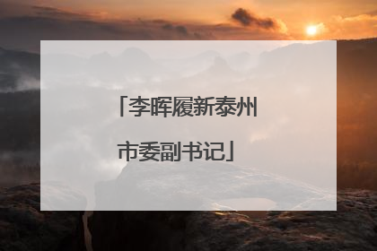 李晖履新泰州市委副书记