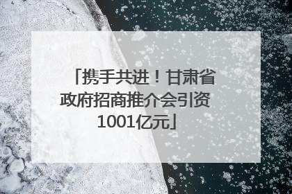 携手共进！甘肃省政府招商推介会引资1001亿元