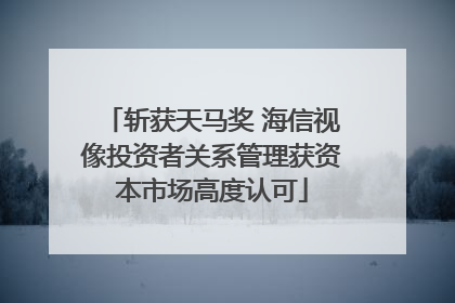 斩获天马奖 海信视像投资者关系管理获资本市场高度认可