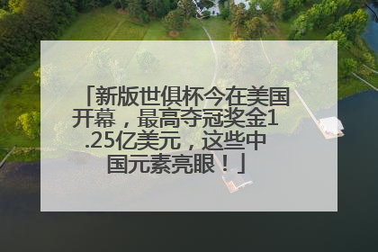 新版世俱杯今在美国开幕，最高夺冠奖金1.25亿美元，这些中国元素亮眼！