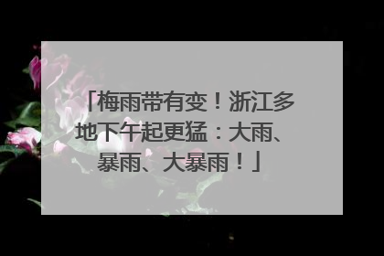 梅雨带有变！浙江多地下午起更猛：大雨、暴雨、大暴雨！