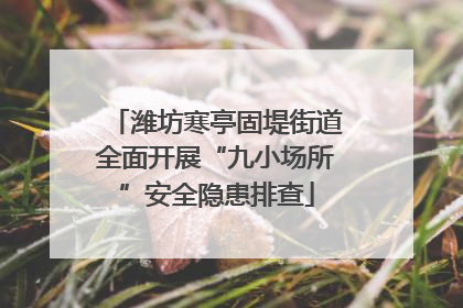 潍坊寒亭固堤街道全面开展“九小场所”安全隐患排查