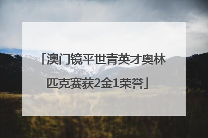 澳门镜平世青英才奥林匹克赛获2金1荣誉