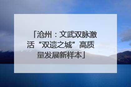 沧州：文武双脉激活“双遗之城”高质量发展新样本