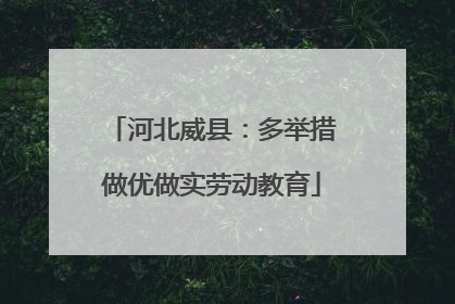 河北威县：多举措做优做实劳动教育