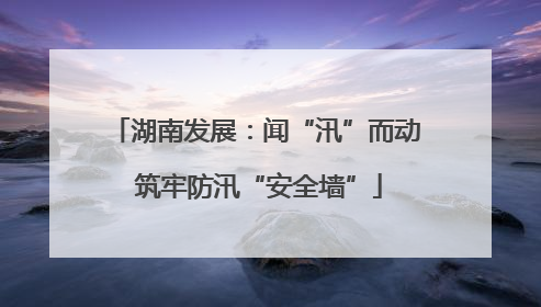 湖南发展：闻“汛”而动 筑牢防汛“安全墙”
