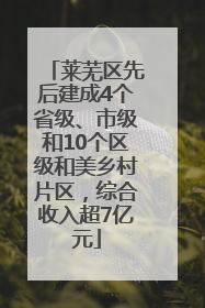 莱芜区先后建成4个省级、市级和10个区级和美乡村片区，综合收入超7亿元