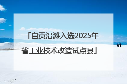 自贡沿滩入选2025年省工业技术改造试点县