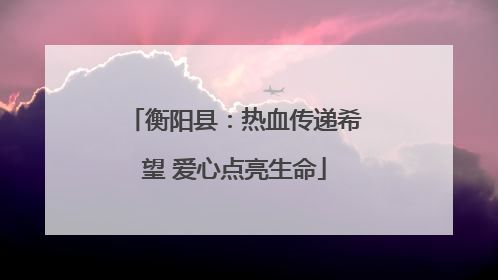 衡阳县：热血传递希望 爱心点亮生命