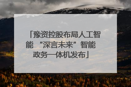 豫资控股布局人工智能 “深言未来”智能政务一体机发布