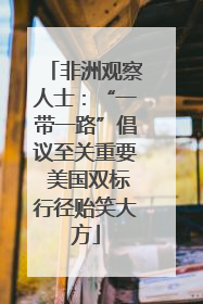 非洲观察人士：“一带一路”倡议至关重要 美国双标行径贻笑大方