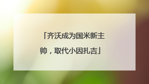 齐沃成为国米新主帅，取代小因扎吉