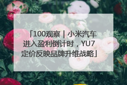 100观察｜小米汽车进入盈利倒计时，YU7定价反映品牌升维战略