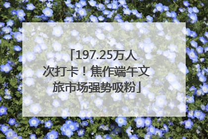 197.25万人次打卡！焦作端午文旅市场强势吸粉